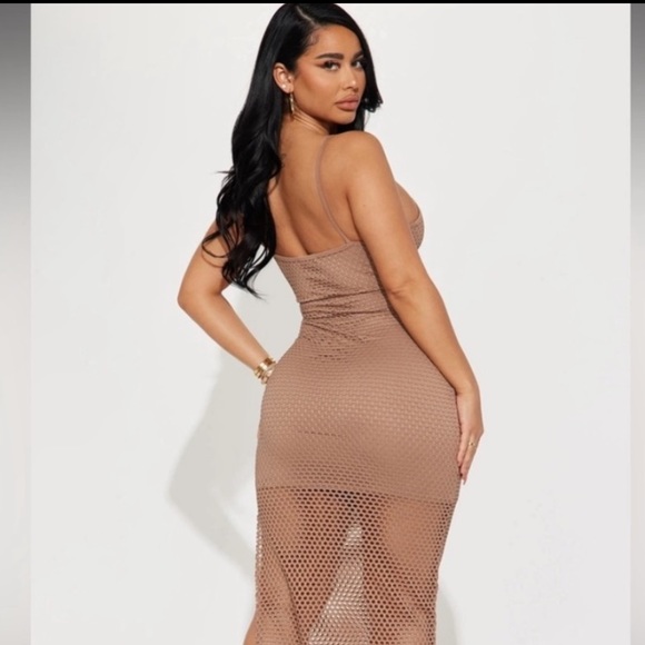 In A Daze Fishnet Maxi Dress-Taupe from FashionNova  (Size: Medium) - Picture 5 of 7